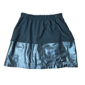 vince Two-Tone Black 100% Lamb Leather Mini Skirt Small NWOT